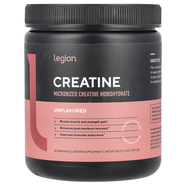 Creatine, Micronized Creatine Monohydrate, Unflavored, 0.69 lbs (312 g) Legion Athletics