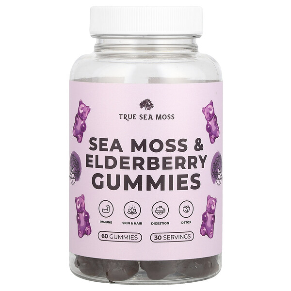 Sea Moss & Elderberry Gummies , 60 Gummies True Sea Moss