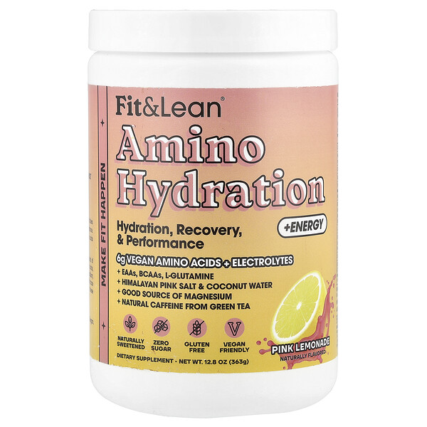 Amino Hydration + Energy, Pink Lemonade, 12.8 oz (363 g) Fit & Lean