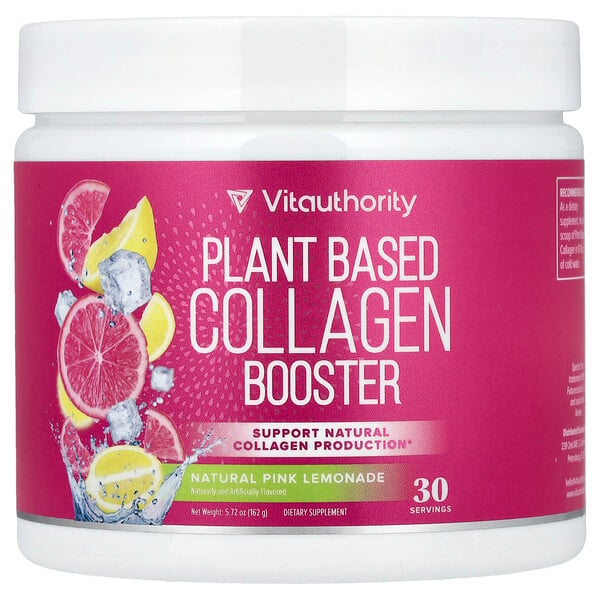 Plant Based Collagen Booster, Natural Pink Lemonade , 5.72 oz (Унции) (162 g) Vitauthority