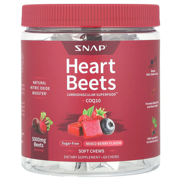 Heart Beets + CoQ10, Mixed Berry, 60 Soft Chews Snap Supplements