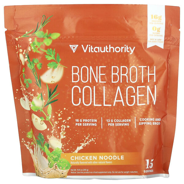 Bone Broth Collagen, Chicken Noodle, 10.9 oz (310 g) Vitauthority