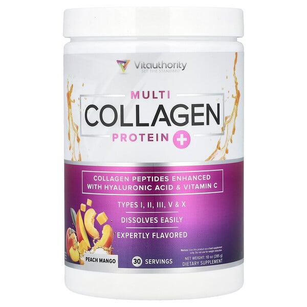 Multi Collagen Protein+, Peach Mango , 10 oz (285 g) Vitauthority