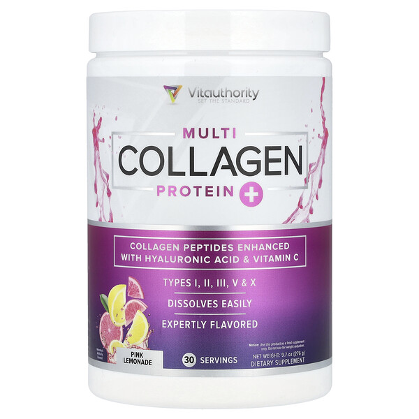 Multi Collagen Protein+, Pink Lemonade, 9.7 oz (276 g) Vitauthority