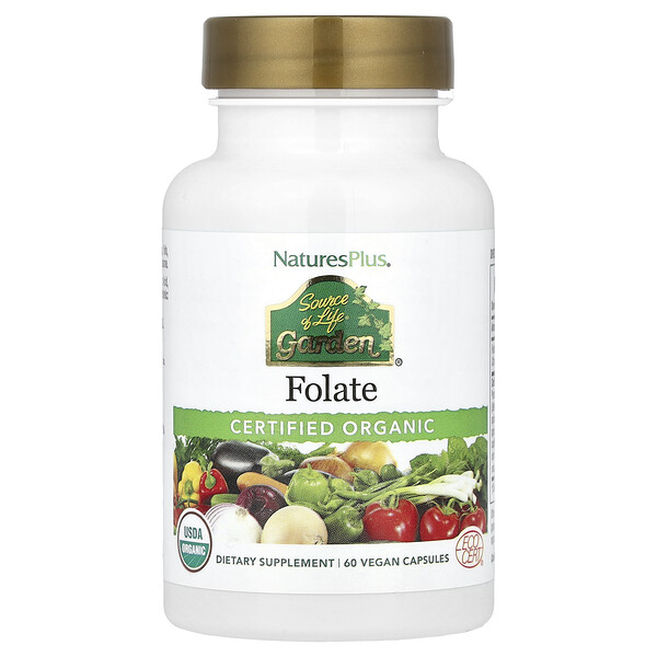 Source of Life®, Garden, Folate, 60 Vegan Capsules (Веганские капсулы) NaturesPlus