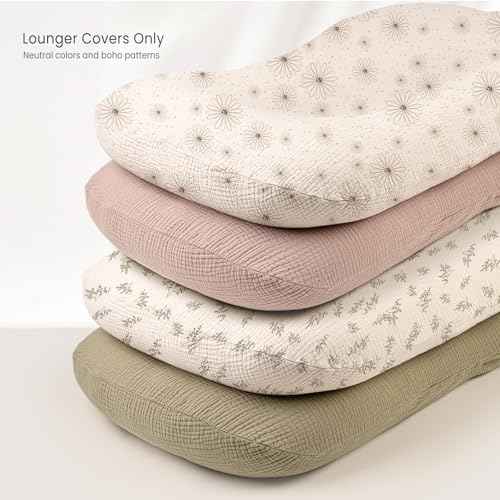 Termichy Baby Lounger Covers for Newborns: Muslin Lounger Pillow Covers Fit for Snuggle Me for Cozy Naps at Home or On The Go – Must Have Baby Nest Lounger Sheets for Toddler Girl Boy 0-12 Months Termichy