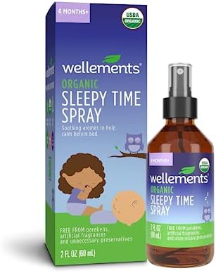 Wellements Organic Sleepy Time Spray | Calming Spray for Babies and Kids | 100% Pure Organic Essential Oils | Soothing Aromas for a Peaceful Night's Sleep | Made Safe Certified | 2 Fl Oz. | 6 Months+ Wellements