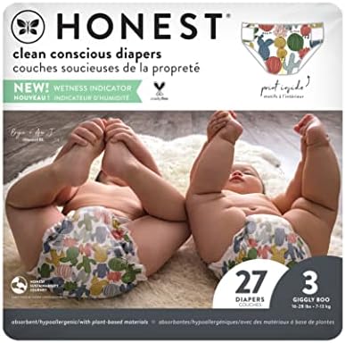 The Honest Company - Eco-Friendly and Premium Disposable Diapers - Pandas, Size 3 (16-28 lbs), 27 Count The Honest Company