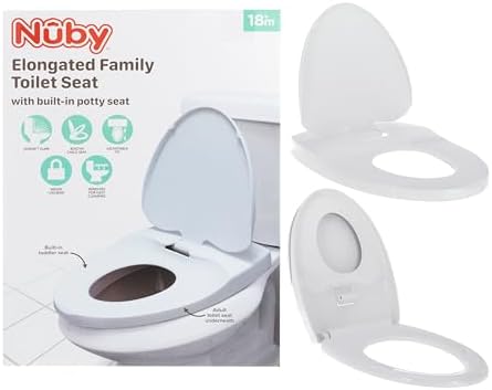 Nuby Family Toilet Seat - Built-in Potty Training Toilet Seat - Fits All Elongated Toilets - Secure and Wiggle-Free - Easy to Install and Remove NUBY