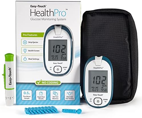 HealthPro Glucose Monitoring Meter with Lancing Device & 10 Lancets Easy Touch