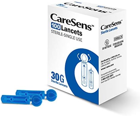 CareSens Sterile Single Use Ultra Thin 30G Universal Designed Lancets (100 Counts) for Minimizing Skin Discomfort and Pain CareSens