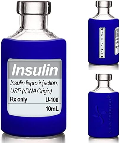 Sugar Medical Insulin Vial Protective Sleeve. Silicone Cover to Protect Your Insulin Vial from Breaking. Fits 10ml Insulin Brands. (Blue) Sugar Medical