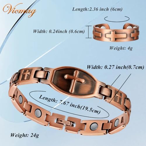 Vicmag Copper Necklace & Bracelet for Women 99.9% Solid Pure Copper Jewelry Valentine's Day Gift for Her (Adjustable Size with Gift Box) Vicmag