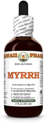 Hawaii Pharm Myrrh Alcohol-FREE Liquid Extract (Жидкий экстракт), Organic Myrrh (Commiphora myrrha) Gum Resin Glycerite Natural Herbal Supplement, USA 2 fl.oz (Унции) Hawaii Pharm