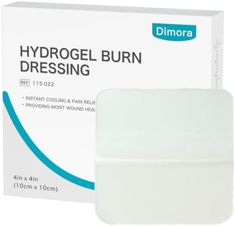 Dimora Hydrogel Burn Dressing 4" x 4" - Burn and Wound Dressing Instant Cooling Relief for Minor Burns & Wounds, Soothing Moist Burn Pads for 1st-2nd Degree Burns, Cuts, Abrasions(10 Count) Dimora