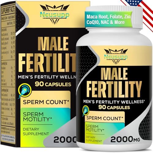 Fertility Supplements for Men, Male Fertility Supplement - Optimal Sperm Count, Motility and Strength, 2000MG Mens Prenatal Vitamins with CoQ10 Maca Root, Zin, NAC &Folate for Conception - 90 Capsules (Капсулы) Neusupp