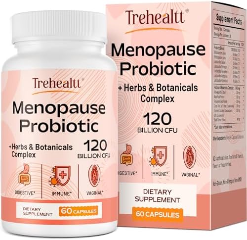 Menopause supplements for women, 120 Billion CFU Probiotic, 13-in-1 Herbs & Botanicals Complex, for Hormone Menopause, Hot Flashes, Night Sweats, Mood Swings, Sleep Disturbances, Vegan, 60 Capsules (Капсулы) Trehealtt