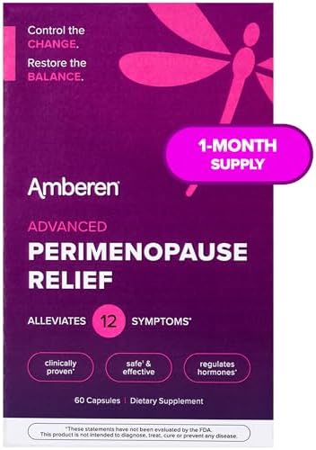 Amberen Perimenopause, Peri-Menopause Multi-Symptom Relief, Vitamin B, Vitamin E & Antioxidants Supplement, Helps Support Hormone Balance, Hot Flashes & Night Sweats, Supplements for Women, 60 Count Amberen