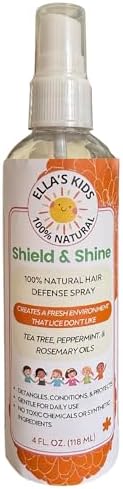 Ella's Kids Shield and Shine Spray - Natural Lice Spray for Kids, Non-Toxic, Essential Oil Formula with Tea Tree Oil, Rosemary Oil, Peppermint Oil, Lavender Oil, Detangles, Conditions & Protects Hair Ella's Kids