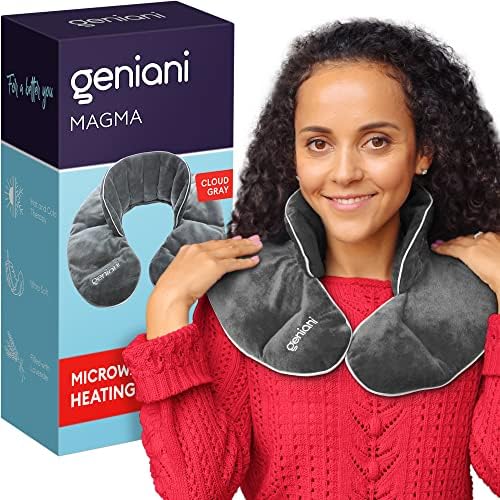 GENIANI Microwavable Heating Pads for Cramps 8"x17", Cordless Microwave Heating Pad for Neck and Shoulders, Knee, Muscles, Joints, Back Pain, Hot Pack for Pain Relief, Hot and Cold (Azure Blue) GENIANI