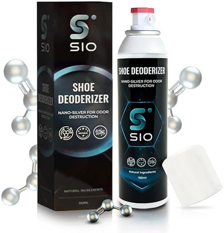 SIO Shoe Deodorizer Spray (150ml) - Odor Eliminator, Smell Freshener, Foot Deodorant for Shoes, Sneakers, Boots - Proven & Powerful Formula for Odor Elimination in All Footwear SiO