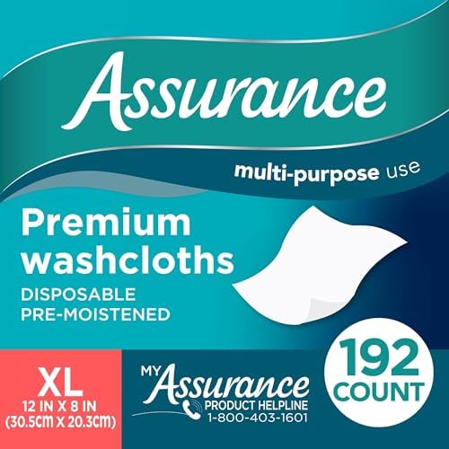 Assurance Premium Disposable Washcloths, XL 96 Count (Pack of 2) Total 192, White, ASS-96-01 Generic