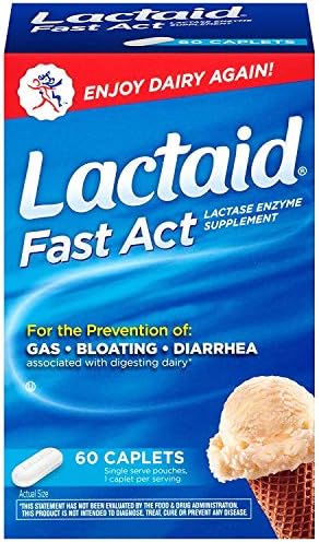 Lactaid Fast Act Lactase Enzyme Supplement - 60 Caplets, Pack of 6 Lactaid