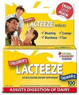 2 Pack: Lacteeze Childrens 200 chewable tablets Strawberry Phixnozar