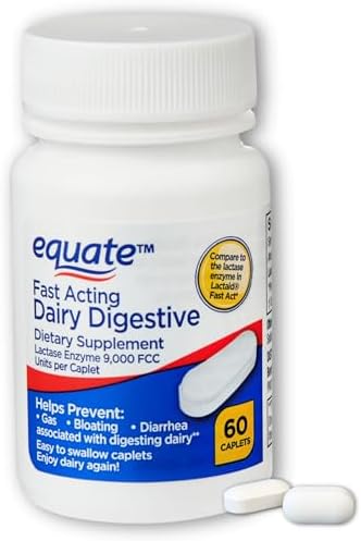 Lactase Fast Acting- Equate Dairy Digestive Supplement, 60ct (Pack of 1), Boxed by Fusion Shop Store FUSION SHOP STORE Smart choices, meaningful life!