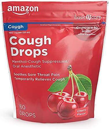 Amazon Basic Care Cherry Cough Drops (Капли), 160 count (Previously SoundHealth) Amazon Basic Care