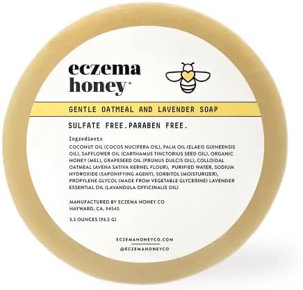 ECZEMA HONEY Gentle Oatmeal and Lavender Soap - Natural Eczema Body Wash - Daily Gentle Soap for Dry, Itchy, Sensitive, & Irritable Skin (3.3 Oz) Eczema Honey