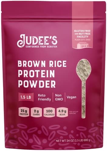 Judee’s Brown Rice Protein Powder (80% Protein) 3 lb - 100% Non-GMO and Sprouted - Dairy-Free and Keto-Friendly - Gluten-Free and Soy-Free - Plant-Based Protein Judee's Gluten Free