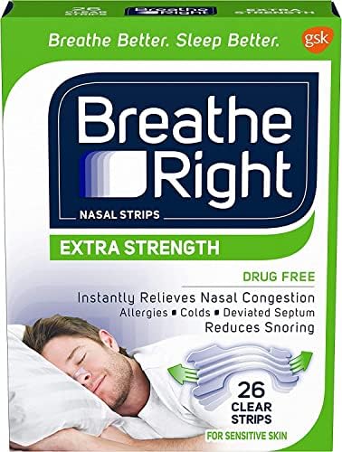 Breathe Right Extra Strength Clear Drug-Free Nasal Strips for Congestion Relief, 78 Count Breathe Right