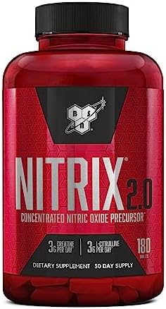 BSN NITRIX 2.0 - Nitric Oxide Precursors, 3g Creatine, 3g L Citrulline - Supports Workout Performance, Pumps, Muscle Recovery and Endurance - 90 Tablets (Таблетки) BSN