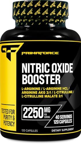 Primaforce Nitric Oxide Booster (2,250mg, 120 Capsules (Капсулы)) - 40 Servings (Порции) of Our Nitric Oxide Boosting Blend for Pre-Workout and Post-Workout Primaforce