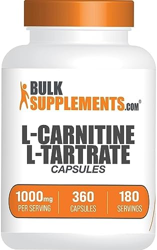 BulkSupplements.com L-Carnitine L-Tartrate Capsules (Капсулы) - Carnitine Supplement, L Carnitine 1000mg Capsules - L-Carnitine Tartrate, Gluten Free - 2 Capsules per Serving (Порция), 360 Capsules (Pack of 1) BulkSupplements