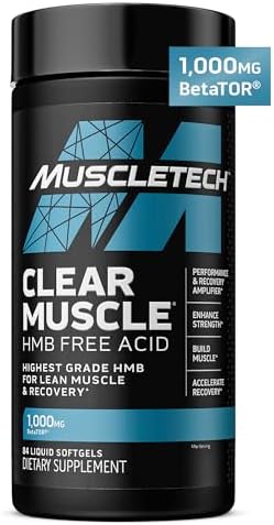 Muscletech HMB Supplements 1000mg, Clear Muscle (42 Liquid Softgels (Жидкие мягкие капсулы)) - Highest Grade HMB for Lean Muscle & Recovery - HMB Free Acid Muscle Supplement - Help Decrease Muscle Breakdown Muscletech