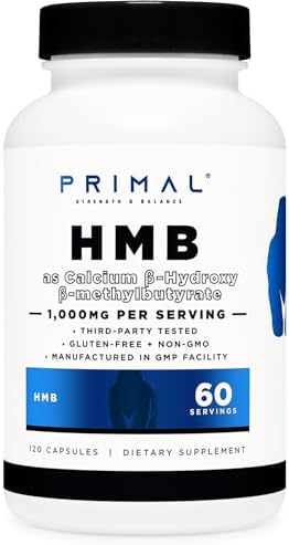 Primal HMB (1000mg, 120 Capsules (Капсулы)) | Athlete Formula, Gluten-Free, Non-GMO, 60 Servings (Порции) Primal