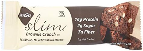 Энергетические батончики Slim Bar вкус Брауни Кранч 45 г (упаковка из 12 штук) NuGo