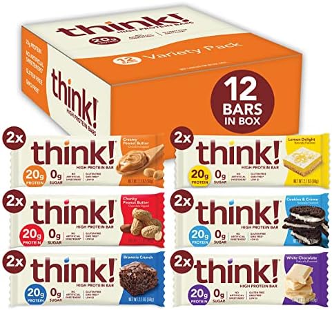 Протеиновые батончики think!, 20 г белка на батончик, без глютена, 12 штук в упаковке, разнообразные вкусы Think!