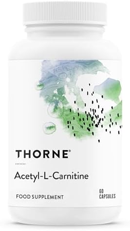 THORNE Acetyl-L-Carnitine - 500 mg - Supports Brain Function and Healthy Nerve Sensations in The Hands and Feet - Gluten-Free, Soy-Free, Dairy-Free - 60 Capsules (Капсулы) Thorne