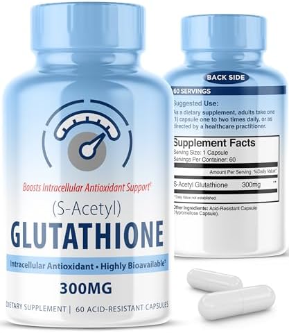 S-Acetyl L-Glutathione - Acetylated Glutathione Supplement 300mg - Works as Antioxidant Support, Liver, & Skin Vitality - Highly Bioavailable L Glutathione Supplement - 60 Pure Glutathione Capsules (Капсулы) MAXLIFE NATURALS