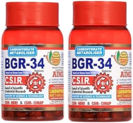 Pack of 2 Artcollectibles IndiaBGR-34 Tablets (Таблетки) | Carbohydrate Metaboliser | BGR 34 | BGR 34 Generic