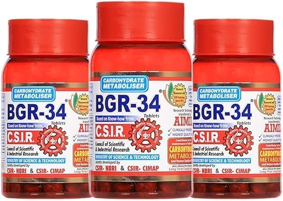 Pack of 3 Artcollectibles IndiaBGR-34 Tablets (Таблетки) | Carbohydrate Metaboliser | BGR34 | BGR-34 | bgr34 | BGR 34 | BGR 34 Generic