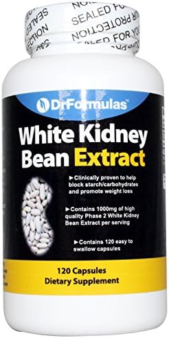 DrFormulas White Kidney Bean Extract Carb Blocker & Appetite Suppressant / Control | Weight Loss Pills for Women & Men Supplements, 1000 mg 120 Capsules (Капсулы) DrFormulas