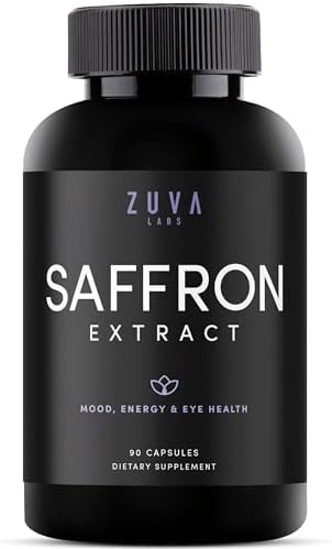 Saffron Supplements - 100% Pure Saffron Extract Mood Enhancer for Women and Men. Saffron Supplement with 90 Servings (Порции). Saffron Capsules (Капсулы) for Eye Health ZuvaLabs