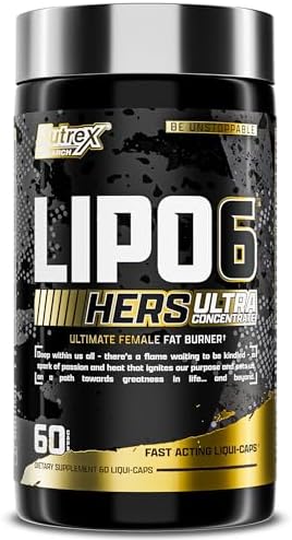 Nutrex Research Lipo-6 Black Hers Ultra Concentrate | Weight Loss Pills for Women | Fat Burner, Appetite Suppressant, Metabolism Booster for Weight Loss + Hair, Skin, & Nails Support | 60 Diet Pills Nutrex Research