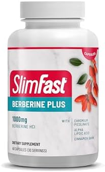 SlimFast Berberine Plus Capsules (Капсулы), Berberine Supplement, with Berberine hcl, Chromium Picolinate, Alpha Lipoic Acid, and Cinnamon Bark, 60 Count, 30 Servings (Порции) SlimFast