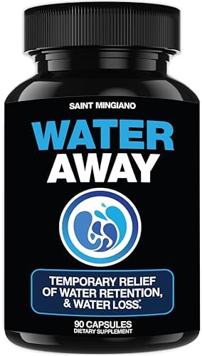 Water Away - Water Retention and Flushing, Aids in Water Relief & Water Loss for Swollen Ankles Feet, Legs or Bloating - Fast Acting Water Away Pills for Women and Men (90 Capsules (Капсулы)) Saint Mingiano