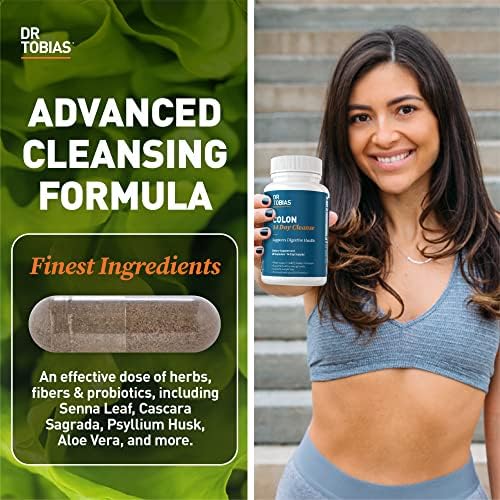 Dr. Tobias Colon 14 Day Cleanse, Advanced Gut Cleanse Detox for Women & Men with Cascara Sagrada, Psyllium Husk, Senna Leaf & Probiotics, Non-GMO Colon Cleanse, 28 Capsules (Капсулы) 1-2 Daily Dr. Tobias